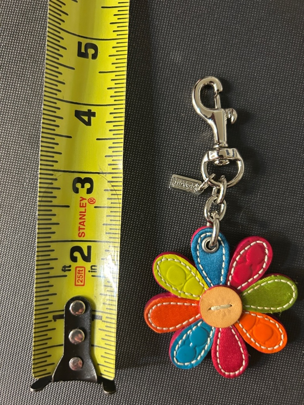 Coach Leather Flower Bag Charm New - Picture 4 of 4
